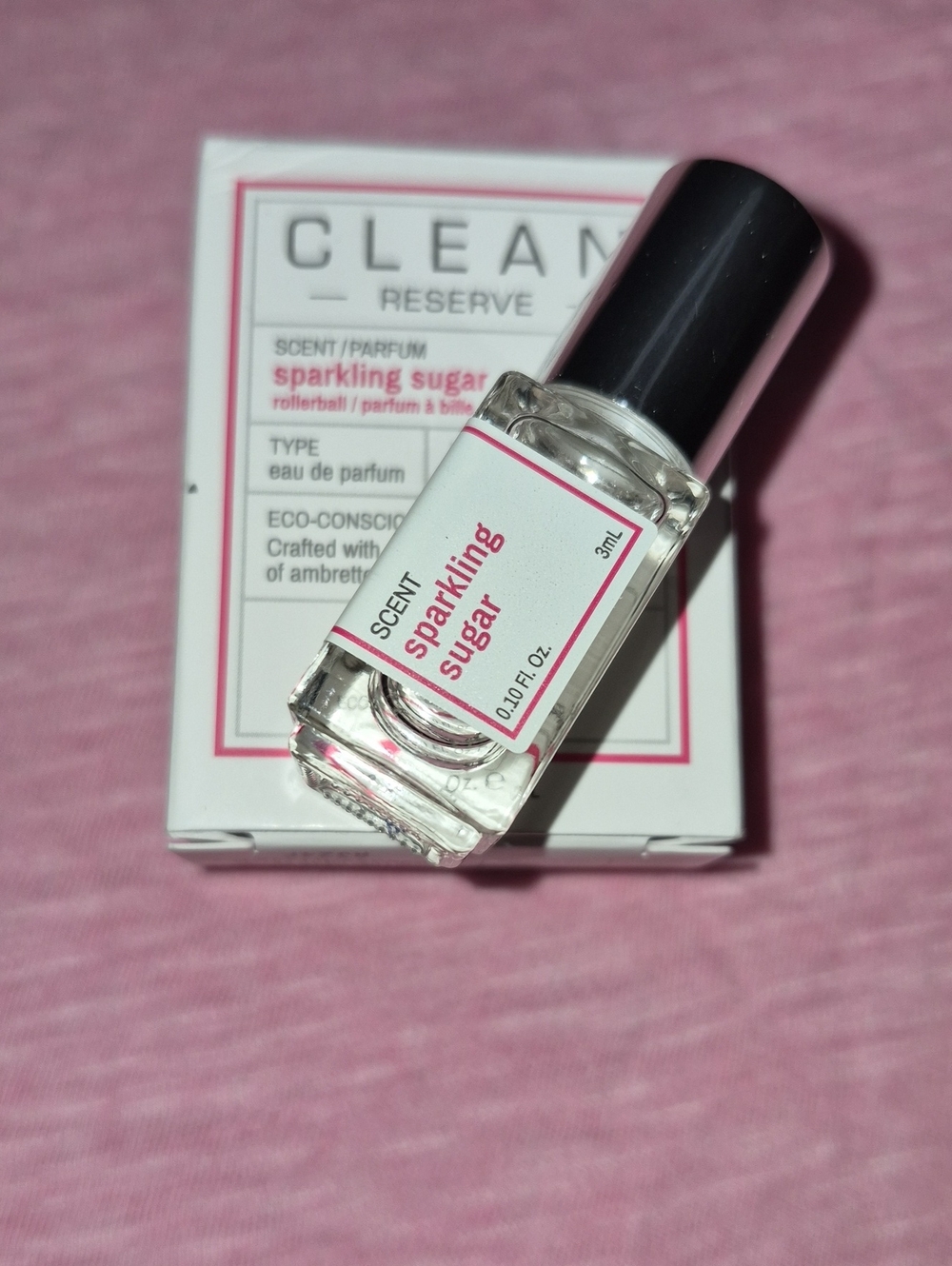 Simply CLEAN  Sparkling Sugar Rollerball Perfume - Clear Bottle with Pink Label